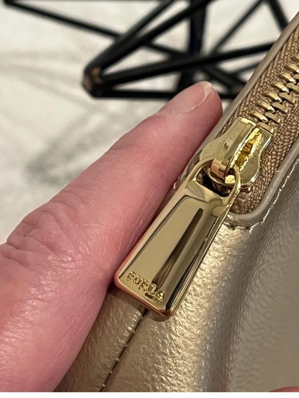 Furla Metallic Gold Dome Cosmetic Pouch - Picture 3 of 5